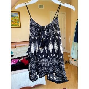 Black and White Flowy Tank Top